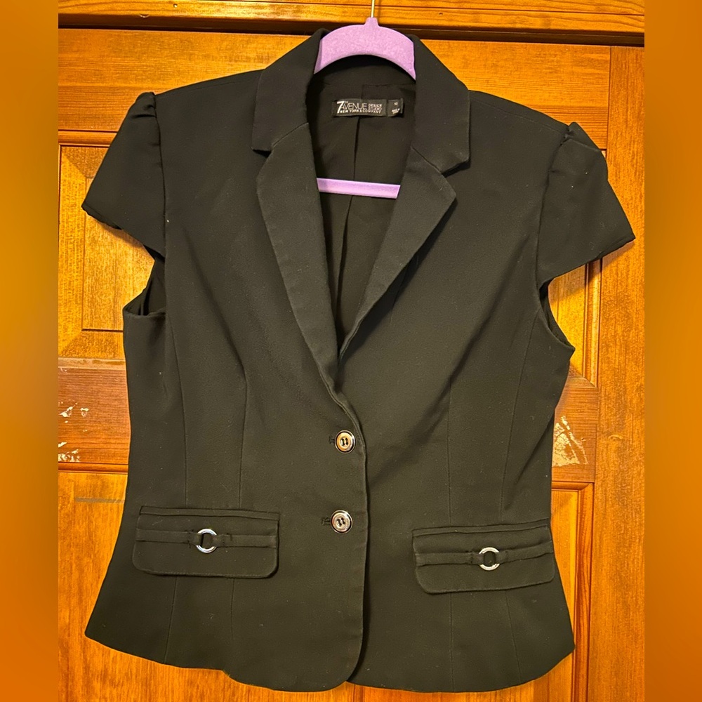 7th Avenue Design Studio New York & Company Black Cap Sleeve Women's Blazer